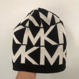 Michael Kors Oversized MK Logo Knit Beanie Hat